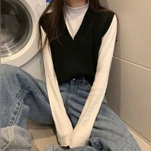 YesStyle Miss Sumey - Black Sleeveless Vest - ONE SIZE